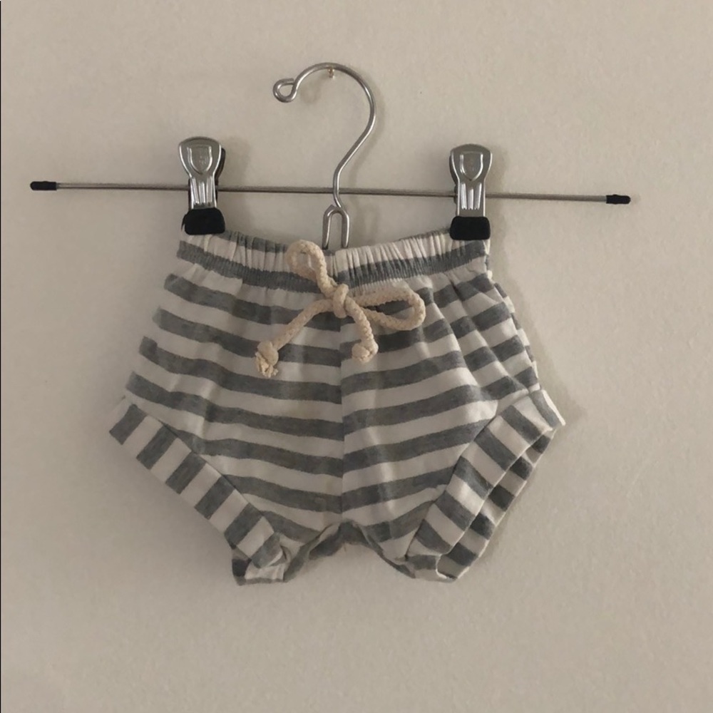 Gray and white striped jersey knit bloomers